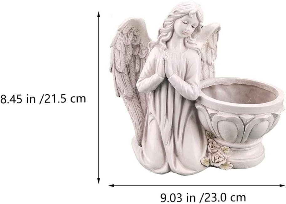 BESPORTBLE Angel Statue Planter Pot Praying Angel Wing Stone Basin Resin Craft Succulent Planter Decorative Indoor Plant Container Flower Vase Garden Decor for Home Office Desk Decor