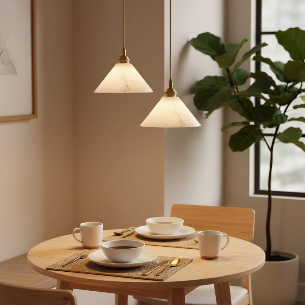 Lampada a sospensione moderna, lampada in pietra naturale in ottone