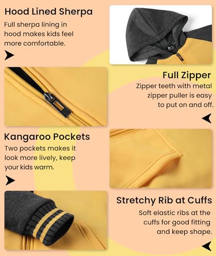 Image of V VALANCH Boys Hoodie Zip Up Fleece Lined Jacket Warm Sherpa Hooded Sweatshirts for Boys Girls 6-15 Years