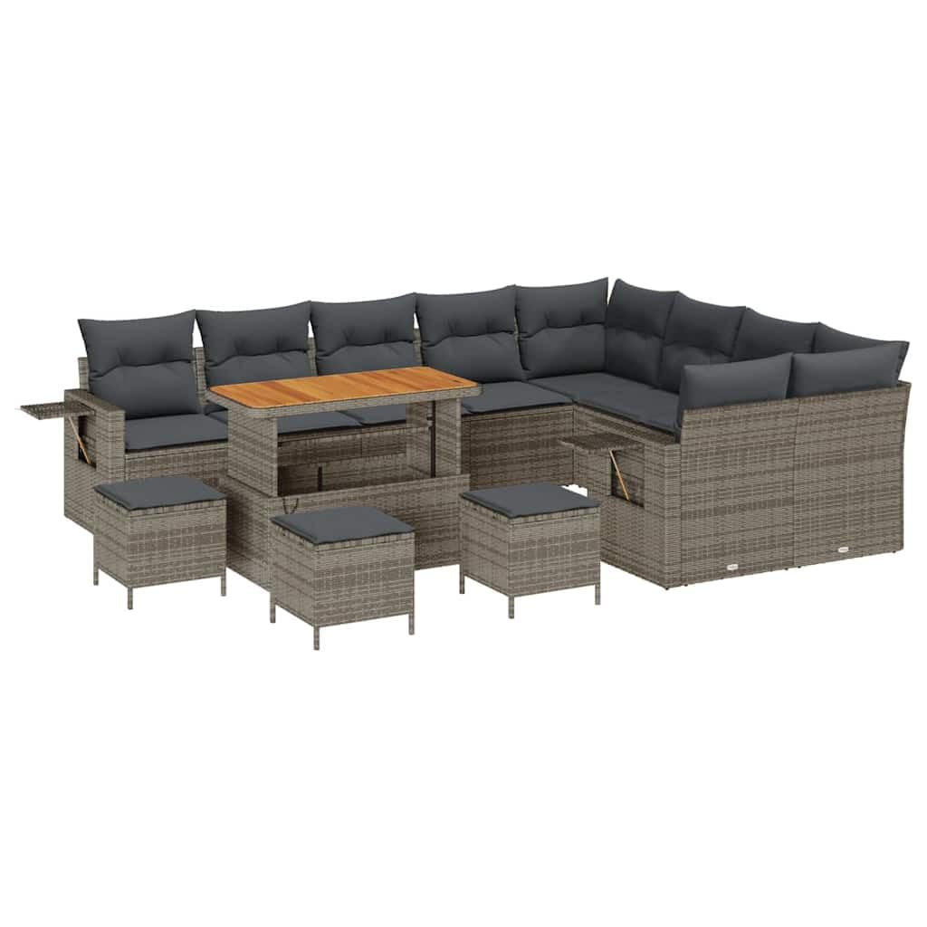 Set di divani da giardino, 13 pezzi, in polyrattan, divano angolare