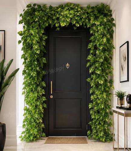 Image of Divyakosh Artificial Hanging Money Plant Creepers for Home Decor, 8 Silk Vines 6 FT, 240 Leaves, Hanging Plant, Decorative Leaves, Money Plant Artificial for Wall Door Balcony