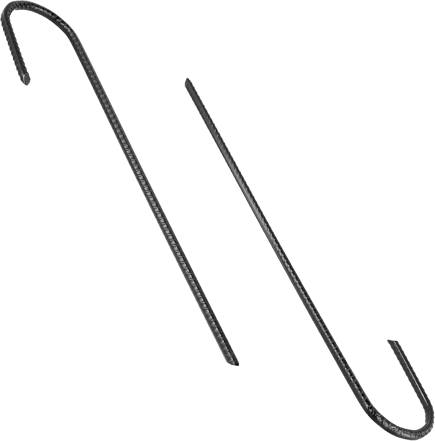 Black Galvanized Rebar Stakes, J Hook Ground Anchors for Trampoline, Fence, Camping Tent, 12 Inch, 36 Pack