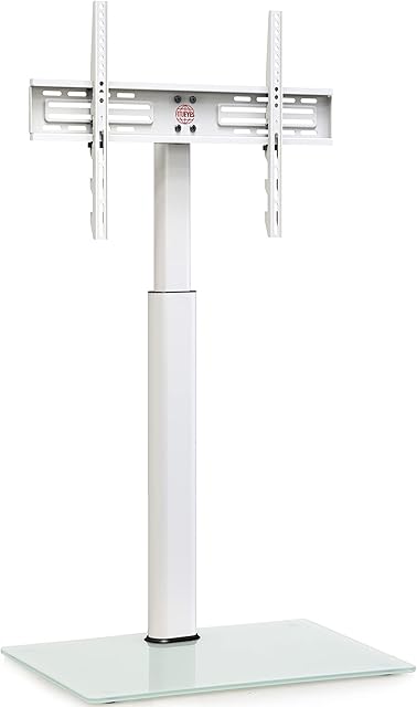 FITUEYES White TV Floor Stand for 32 to 60 inch Slim Corner TV Stand with Swivel Bracket Height Adjustable Cantilever TV Stand Easy Assembly