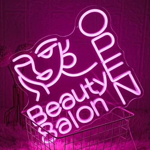 Image of Beauty Salon Open Neon Sign Salon Neon Light Beauty Salon Led Light Open Neon Light Up Sign for Beauty Salon Nails Studio Hairdressing Shop Barber Shop Dressing Room Decoration