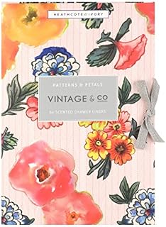 Heathcote & Ivory Vintage & Co Patterns & Petals Scented Drawer Liners | Add Style to Drawers & Wardrobes | Kitchens & Bedrooms | Vegan Friendly | 6 Sheets