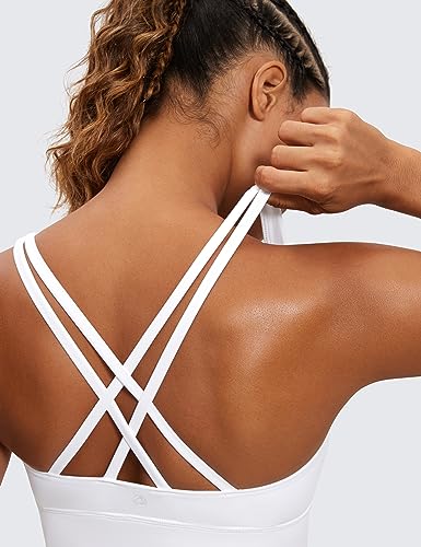 Image of CRZ YOGA Naked Feeling Longline Sports Bras | Medium Support, Removable Pads, Yoga, Sleek, Strappy Back, Scoop Neck, for Women