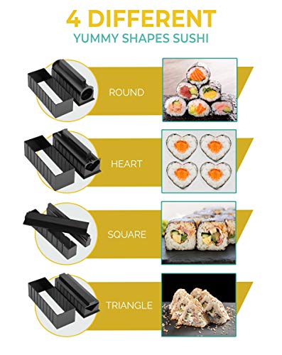 DIY SUSHI MAKING KIT for beginners|tutorials step by step|11 pieces with 4 Sushi Rice Roll Mold Shapes|EASY.FUN.HOMECOOKING SUSHI