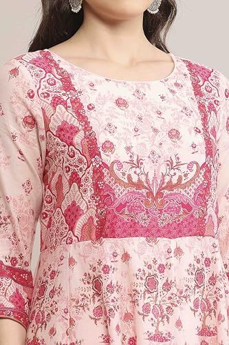 Image of BIBA Women Cotton Anarkali Printed Suit Set