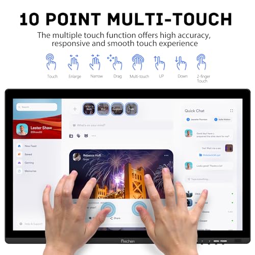 Prechen 23.8 Zoll Touchscreen Monitor, IPS FHD 1080P Touch PC Display mit HDMI & VGA & USB, 75Hz, VESA, Eingebaute Lautsprecher, Computer Touchscreen für Gaming & Business