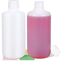 UMETASS 34oz Leak-Proof HDPE Lab Reagent Bottles, 2-Pack Translucent Plastic Sample Containers for Chemicals, Pills & Liquids