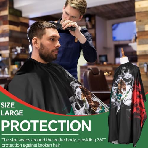 Capa profesional para corte de cabello con diseño de bandera mexicana miniatura 6