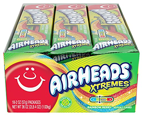 Airheads Xtremes Belts Sweetly Sour Candy, Rainbow Berry, Non Melting, Bulk Party Bag, 2 Oz (Pack Of 18) #TOP10