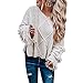 Produktbild Geili Damen Langarm Pullover Einfarbig V-Ausschnitt Franse Strickshirt Loose Longsleeve Sweater Herbst Winter Freizeit Schulterfrei Pulli Bluse Tops Langarmshirt Oberteile