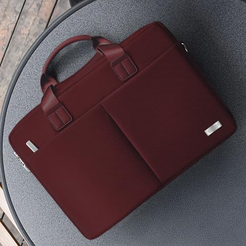 Image of GRIPP Hugo Laptop Sleeve Bag for Laptop /MacBook up to 14 Inch, Detachable Shoulder Strap, Carry Handle, Trolley Sleeve, Tablet Compartment, Multiple Organisers, Office and Travel Bag - Maroon