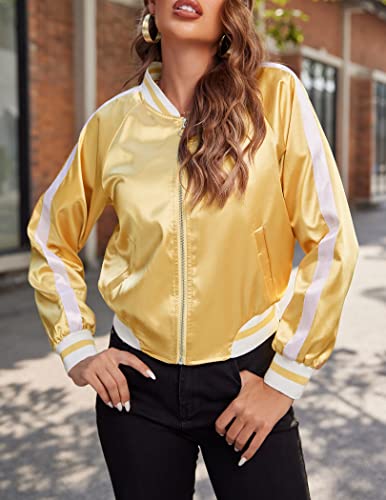 Zeagoo Women's Bomber Jacket Lightweight Zip Up Jacket Casual Striped Jacket Coat Outerwear Windbreaker with Pockets4