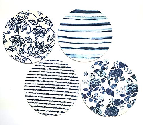 Blue Salad Plates Set Of 4, Traditional And Modern Mix #TOP1