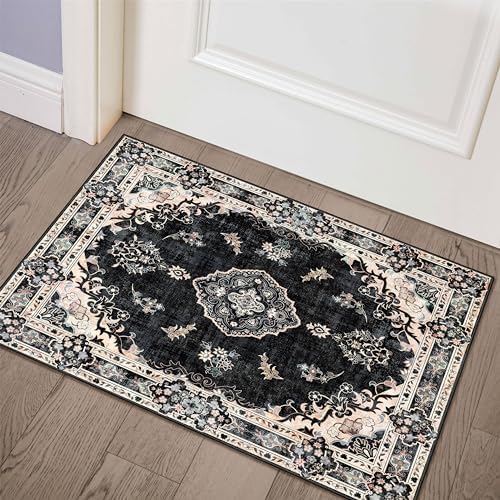 Amazon.com: HOMORE 2x3 Area Rug Small Black Rugs for Bedroom, Washable Rug for Entryway, Faux ...