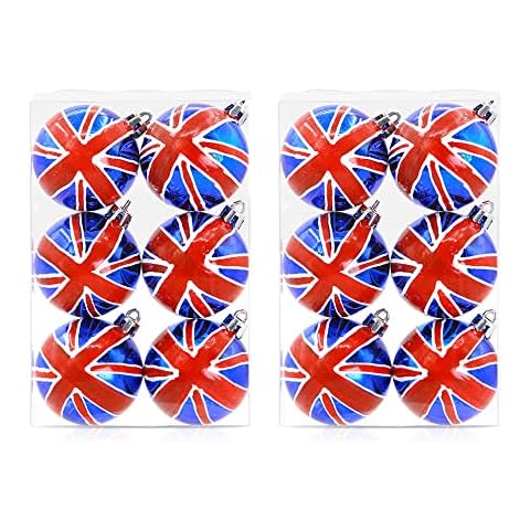 Christmas Baubles Hanging Ball Ornament Union Jack Baubles Ball Uk Patriotic Party Tree Decorations for Christmas (12 PCS) Cover