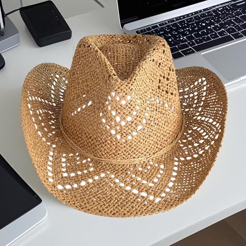 Sombrero vaquero de paja verano con protección solar miniatura 6