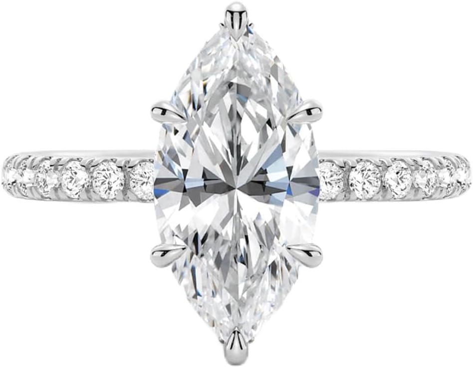 Aihpos 1ct 1.5ct 2ct Marquise Engagement Ring - Marquise Moissanite Ring White Yellow Rose 10K 14K 18K Gold 925 Sterling Silver Marquise Cut Ring for Women