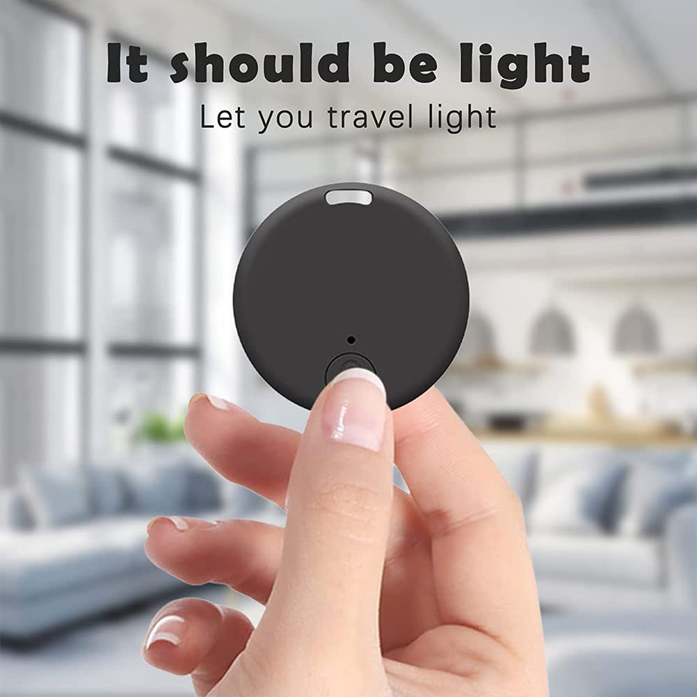 Rastreo GPS portátil Bluetooth 5.0 Rastreo de llave móvil con anillo de tracción, dispositivo inteligente antipérdida Localizador de mascotas para mascotas Gatos Perros Llave de billetera,Negro