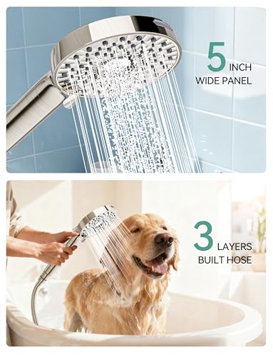 Image of Magichome Shower Head with Handheld, High Pressure 10-Spd Detachable Chrome Showerhead with Stainless Hose