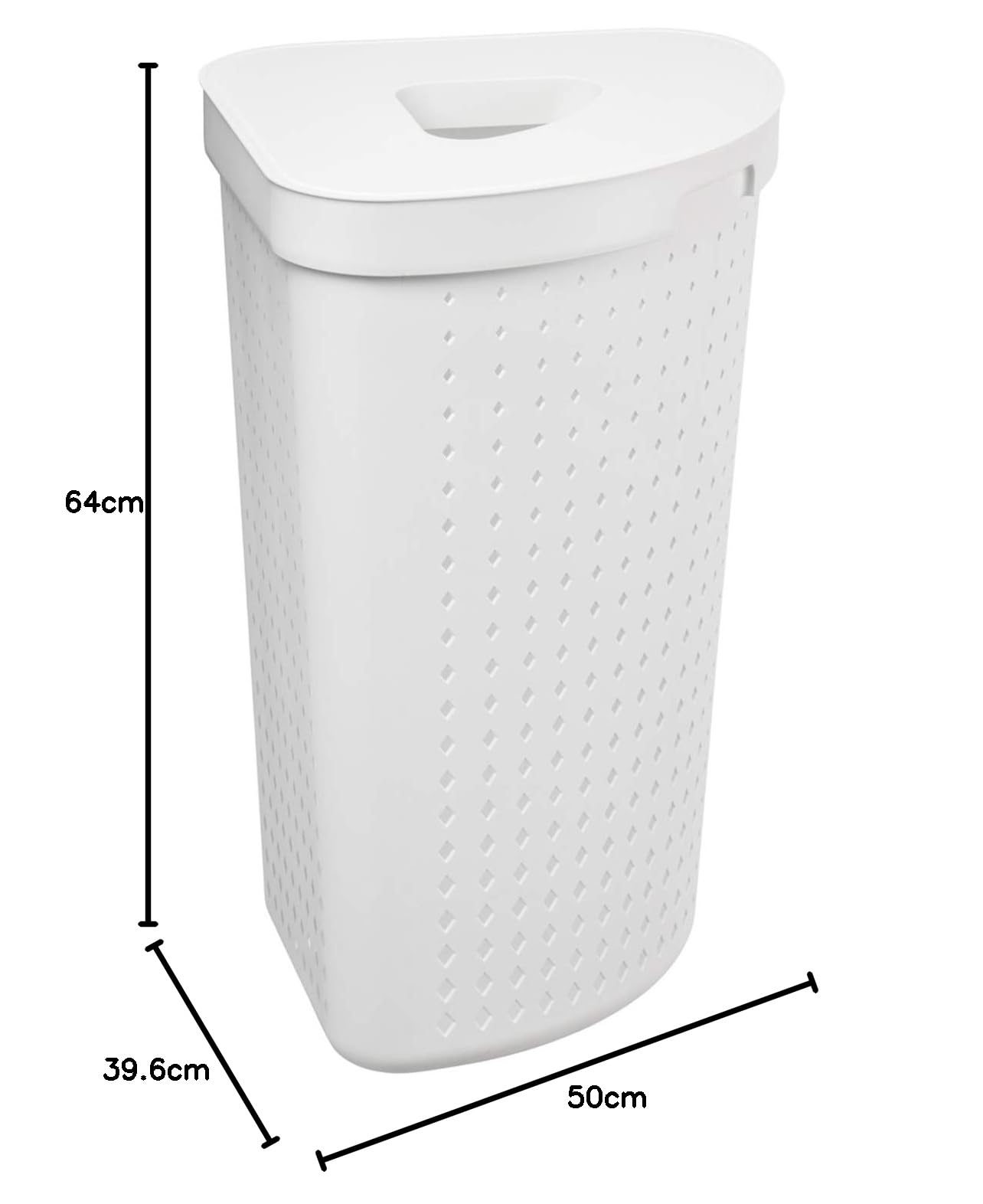 Plast Team Seoul Portabiancheria Angolare Cesto Biancheria Stile Scandinavo Ampio ed Elegante 62L Apertura Forma Diamante (Bianco)