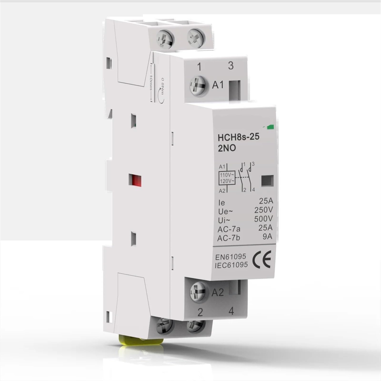 JJHQOKYNA HCH8s-25 Modular AC Contactor 25A 2P 2NO 2NC 1NO1NC 50Hz DC24V AC110V 220V Automatic Household Din Rail Type(2P 25A 2NO AC230V)