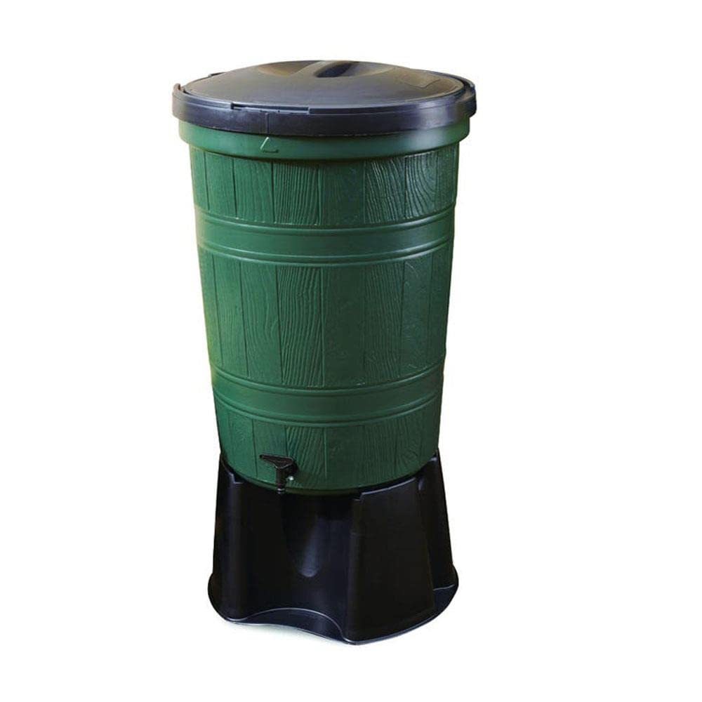 Oipps Green 200L Recycled Plastic Water Butt | Kit Includes Tap, Stand & Diverter | Cloudburst