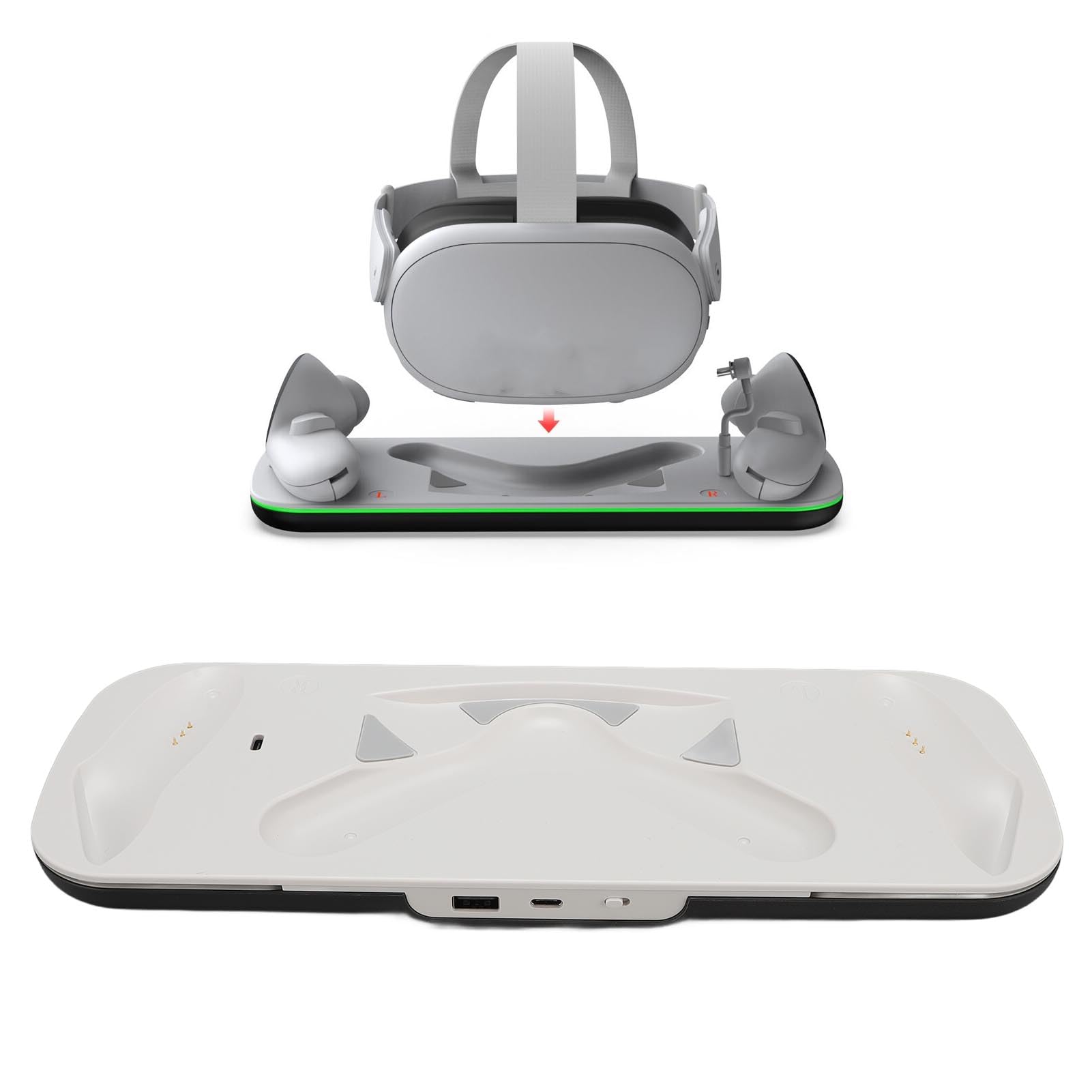 Dock di Ricarica per 3S, Stazione di Ricarica VR a Ricarica Rapida da 18 W con Luce LED e Batterie da 1850 MAh, Supporto per Display per Caricabatterie per Controller per Visori VR