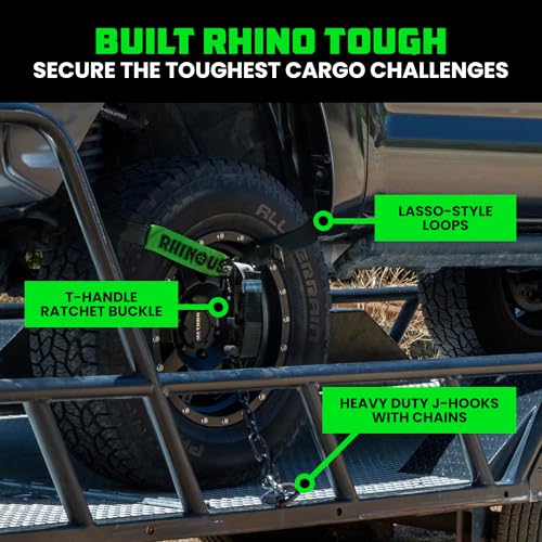Rhino USA Car Tie Down Straps with J Hooks – 4 Pack 2