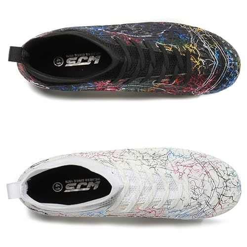 Image of Men's Soccer Shoes High-Top Soccer Cleats Outdoor Breathable Athletic Professional Spikes Youth Boys Football Shoes Unisex