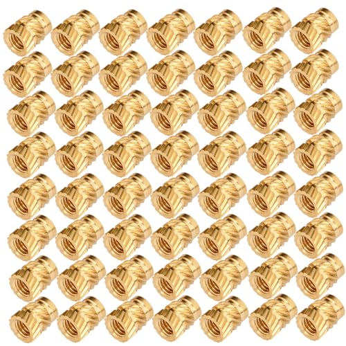 FRCOLOR 100pcs M3x4.6x5.69 Brass Knurled Heat Resistant Threaded Insert Nuts for Industrial Heat Set Embedment Applications