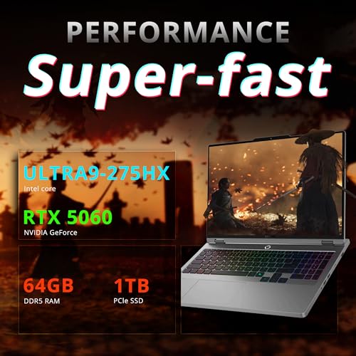 Image of Lenovo Legion 5 16 inch WQXGA 240Hz Gaming Laptop, Intel Ultra 9 275HX, NVIDIA GeForce RTX 5060, 64GB DDR5, 2TB Storage(1TB SSD+1TB Docking Station), 24-Zone RGB Backlit Keyboard, WiFi 7, Win 11 Pro, Gray