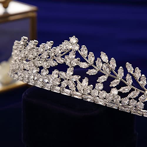 ZYFSHA Biżuteria do włosów Korona Tiary dla kobiet CZ Cyrkonia Brides Tiary Korony Cyrkon Kryształowe nakrycia głowy Ślubne akcesoria do włosów Opaska do włosów dla druhny,