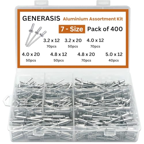 Image of 7 Sizes 400 Pieces Aluminium Blind Rivet Set | Metal POP Rivets for Riveting Gun /Riveter Machine, Rivet Pin Small to Big Size