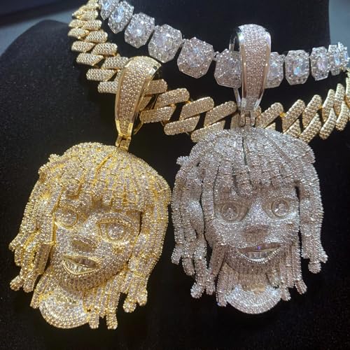 ICEDIAMOND Iced Out Dreadlocks Reggae Rapper Big CZ Diamond Pendant with Cuban Chain, Fully Inlaid Shine 5A Zirconia, 18K Gold Plated Hip Hop Charm Jewelry for Men2