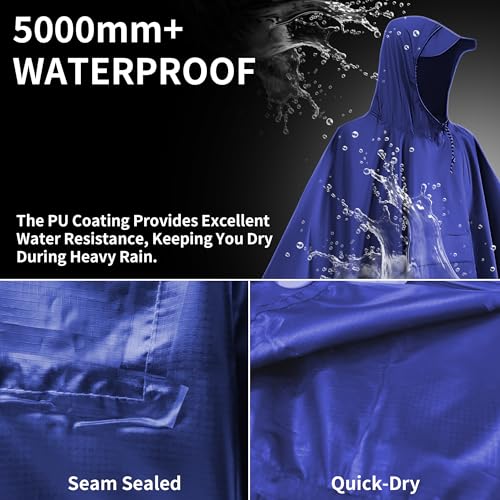 Image of 3-in-1 Unisex Camping Rain Poncho with hooded, Shelter & Ground Sheet