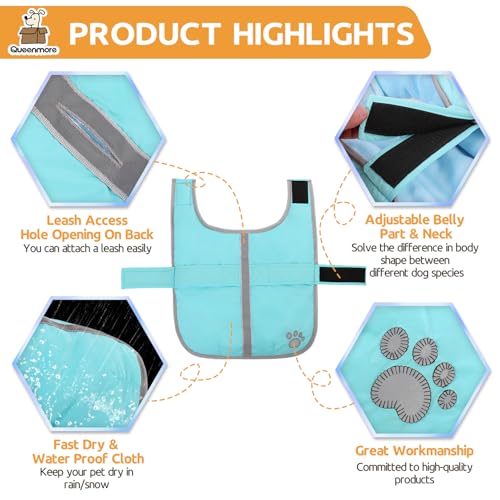 Image of Queenmore Winter Coat, Fleece Puffer Down Vest, Cold Weather Pet Jacket, Waterproof Reflective Reversible Sweater Clothes for Small, Medium and Large Dogs (Light Blue, S)
