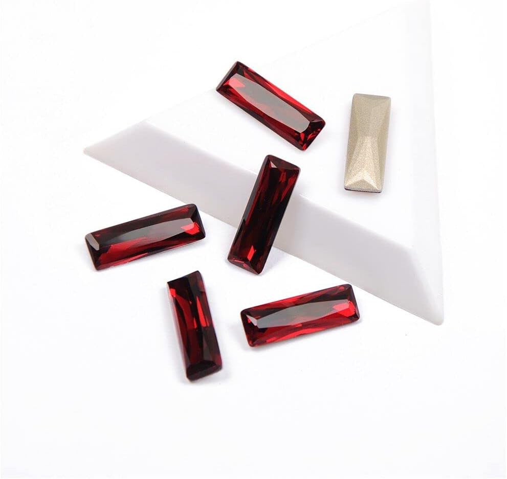 Best Jewelry Beads Siam Color Baguette Shape Pointback Strass 3D Glass for Nail Art Decorations Gem