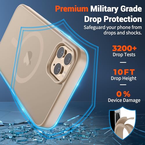 Image of SUPFINE Magnetic for iPhone 11 Pro Max Case Desert Gold | (Compatible with MagSafe)(Military Grade Drop Protection)Shockproof Translucent Matte Phone Cover