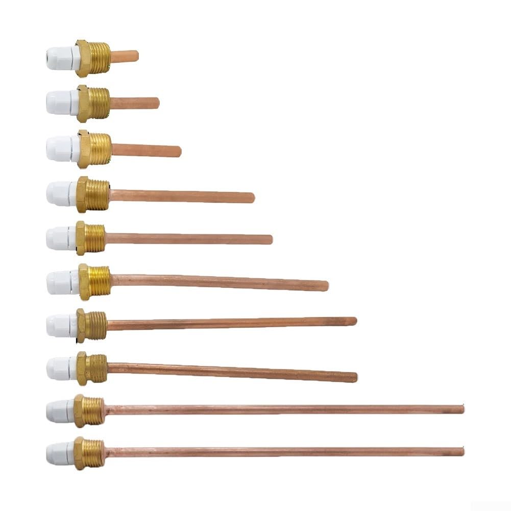 42-300mm Stainless Steel Thermowell 1/2 NPT Threads For Temperature Sensor, Temperature Sensor Housing 4-way Blind Pipe Stainless Steel Probe Water Tank Protection Housing Solar Accessories(100mm)