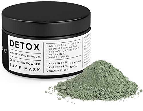Activated Charcoal & French Clay Powder For DIY Masks & Skin Treatments – With Vitamin C, Spirulina, DMAE, Allantoin, Zinc – Activated Mask For Blackheads, Acne, Skin Rejuvenation and Pore Cleansing