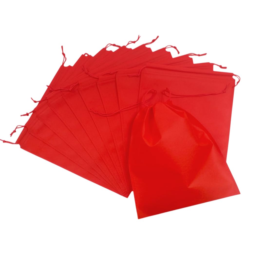 Pack of 25 Red Coloured 32x22cm Non-Woven Drawstring Bags