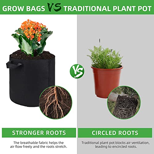 Puiaxod Pflanzsäcke 20L - 5 Stück Atmungsaktive Stofftöpfe Mit Griffen Für Tomaten & Gemüse