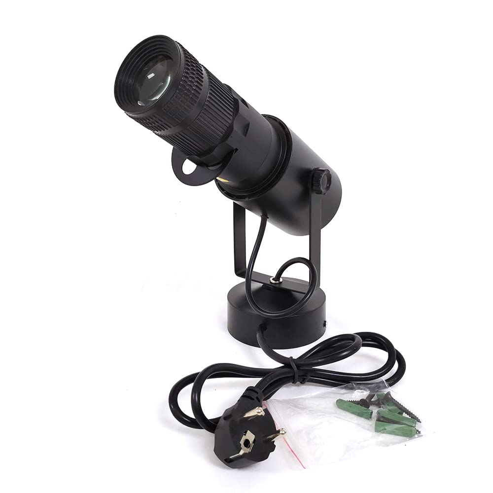 Faretto LED bianco da 15W con diaframma a iride regolabile, faretto rotante, proiettore, luce Par, luce pubblicitaria, luce da palcoscenico, illuminazione pinspot, effetto luminoso per matrimonio