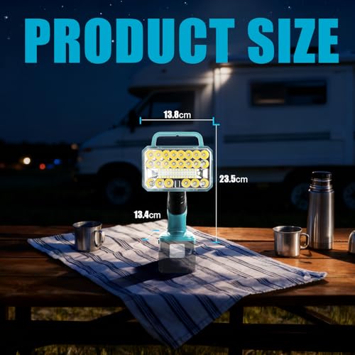 Image of Cordless LED Work Light, 2000LM Portable Handheld Flashlights Tool with USB Port and 3 Brightness Modes for Camping, Fishing, Job Site, Indoor & Outdoor Use