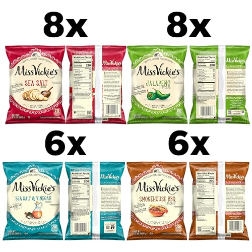 Miss Vickie's Kettle Cooked Potato Chips, Variety Pack, 1.375 Ounce (Pack of 28)