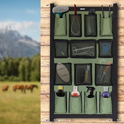 Nevry Horse Trailer Organizer - Horse Grooming Bag For Storage - Horse Caddy With Hanging Straps - Attach To Trailer Or Stable Door - Horse Trailer Accessories - Includes Hardware #TOP5