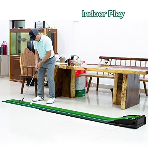 Dollox Putting Green Golf Putting Mat for Indoor, Putting Matt with Auto Ball Return, Mini Golf Set Golf Accessories for Men, Indoors Golf Matt for Home Office, Gifts for Golfer - Image 5